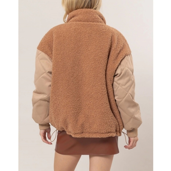 #173 🛑48 S, M, L FINAL PRICE  Taupe/Camel Trendy Reversible Fur Puffer Jacket - Picture 4 of 11